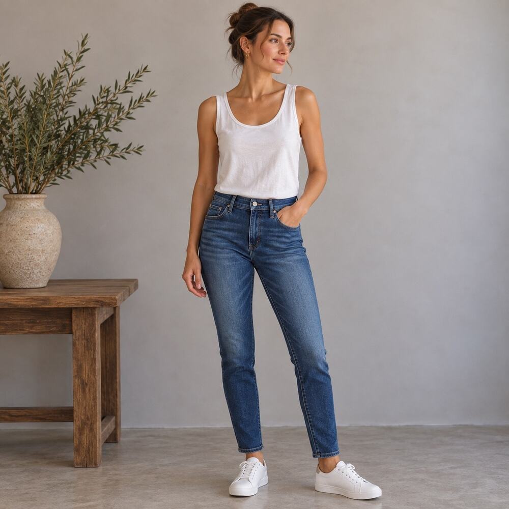 Mother Blue Denim High Waisted Rascal Crop Jeans 30